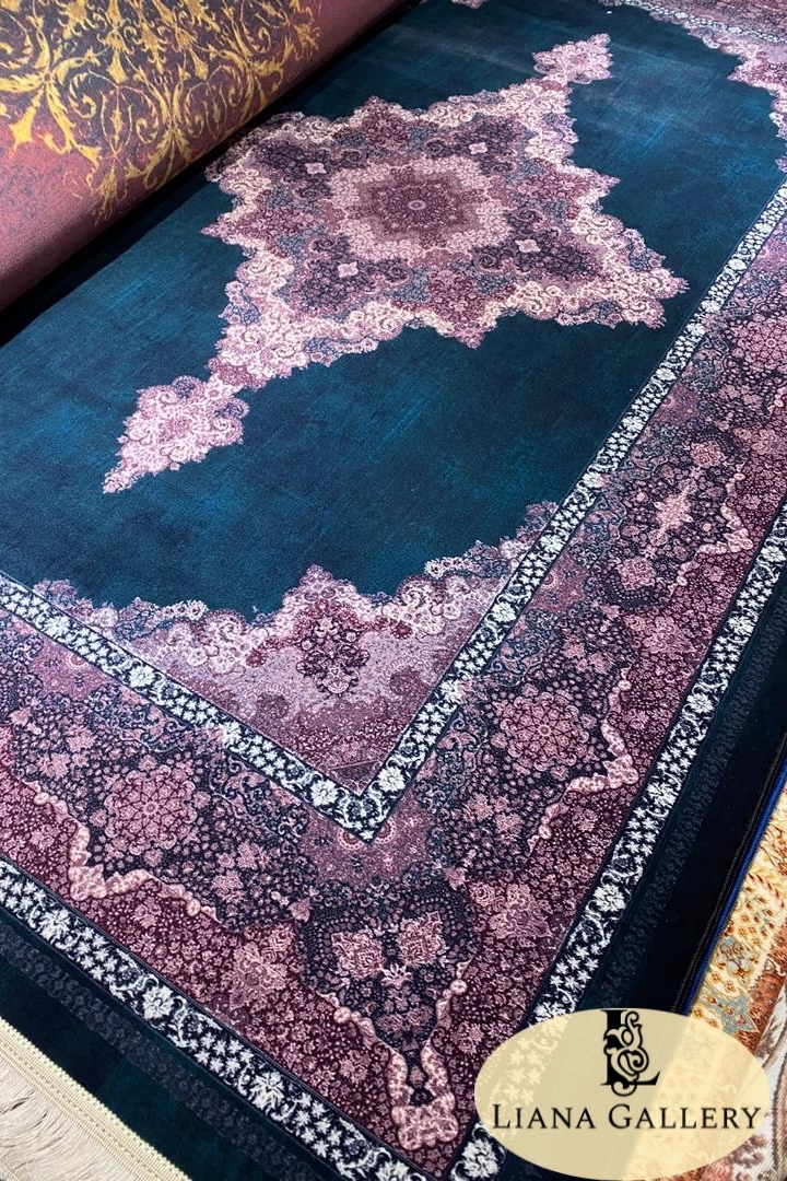 Син и лилав персийски килим Класически дизайн - Код :D5262