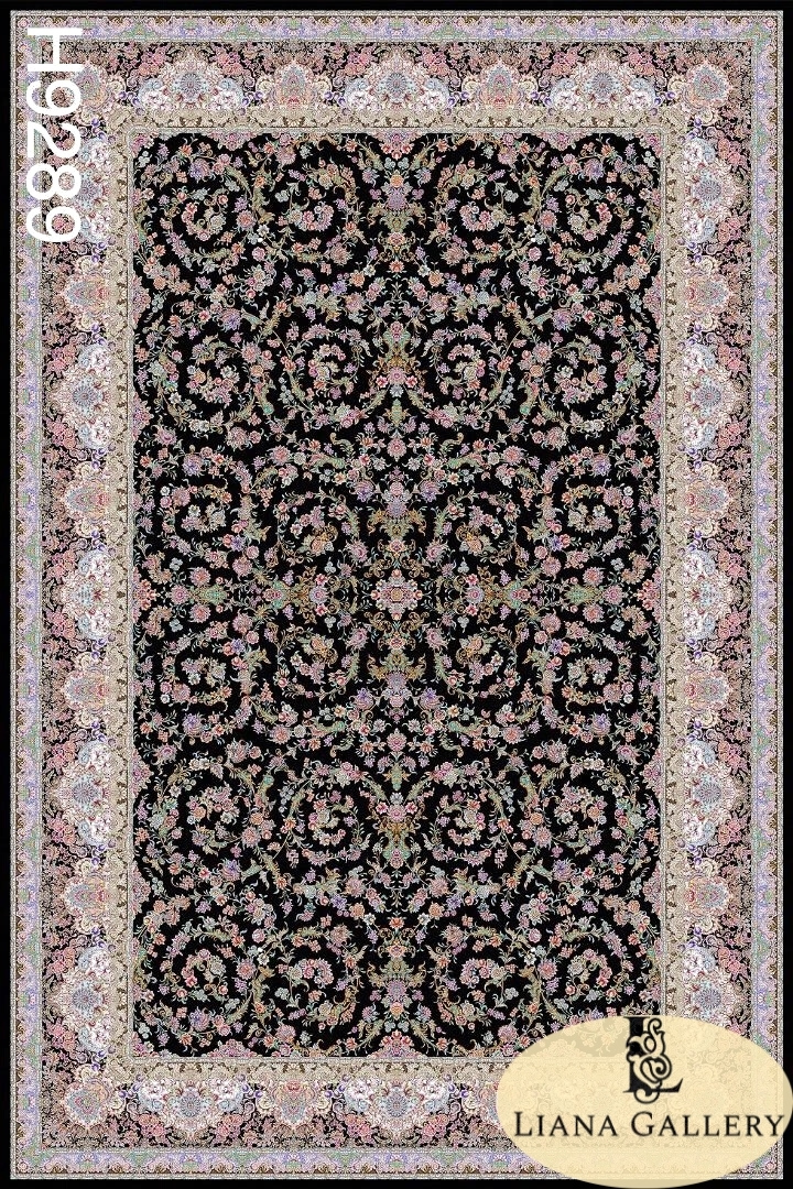 Черен персийски килим Винтидж дизайн – Код: H9289-Black Persian Carpet Vintage Design – Code: H9289