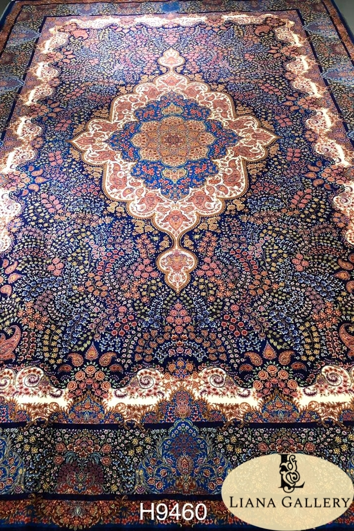 Винтидж дизайн на син персийски килим – Код: H9460