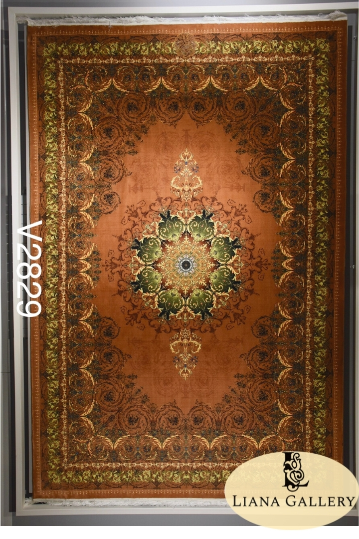 Златен и кафяв класически дизайн персийски килим – Golden & Brown Classic Design Persian Carpet
