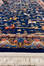 Релефен син персийски килим Винтидж дизайн