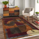 Златен, червен и кафяв персийски килим с модерен дизайн – Код: AF71