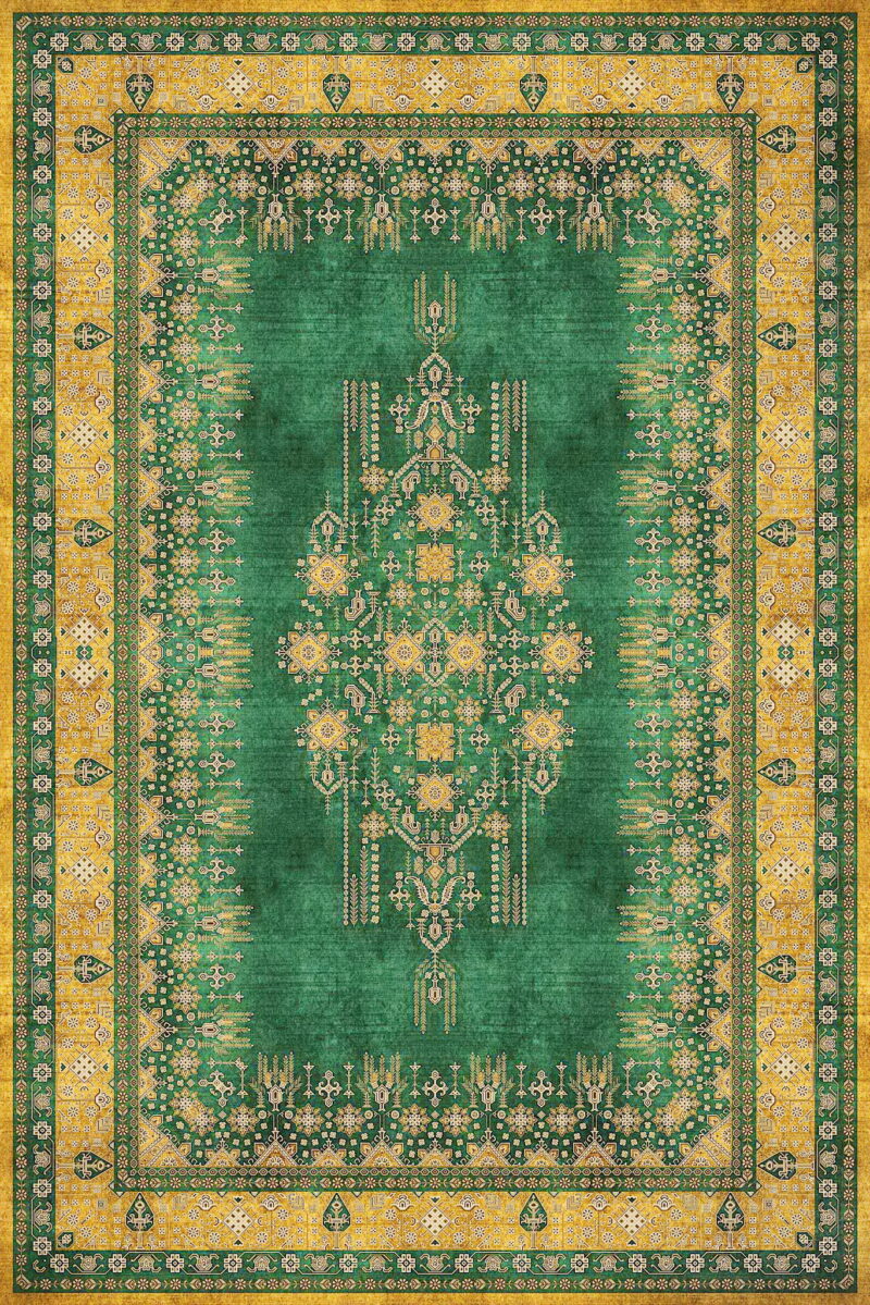 Green and Yellow Rug Neoclassical Design Persian Carpet –Code MT172