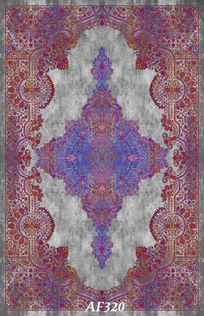 Персийски килим в лилав, сив и червен цвят с неокласически дизайн – Код AF320