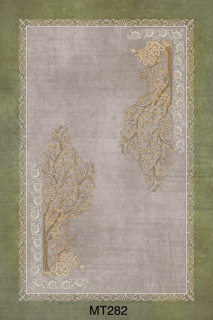 Килим с класически дизайн Зелен и сив персийски килим - код MT282
