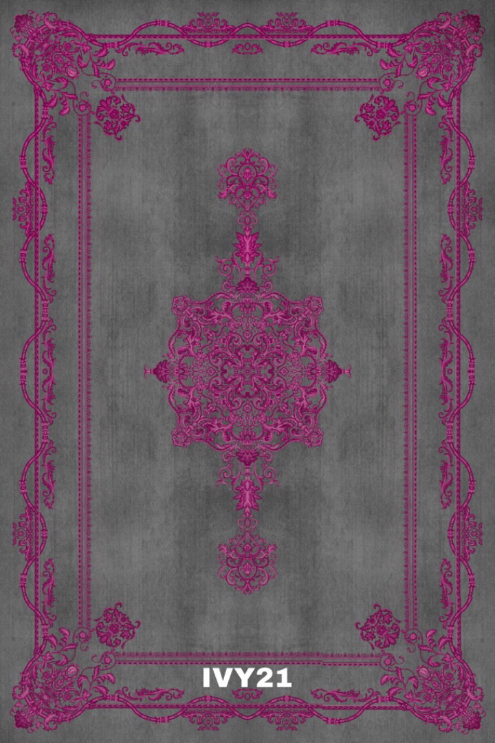 Модерен дизайнерски килим Сив и розов персийски килим – код IVY21