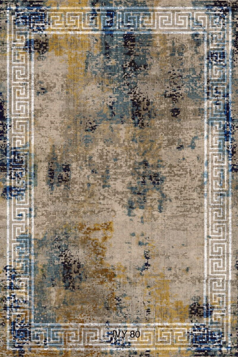 Модерен дизайн Синьо черно и кафяво цвят персийски килим код IVY80