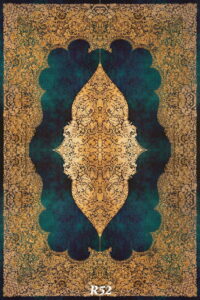 Килим с класически дизайн в зелен и златист персийски килим – код R52