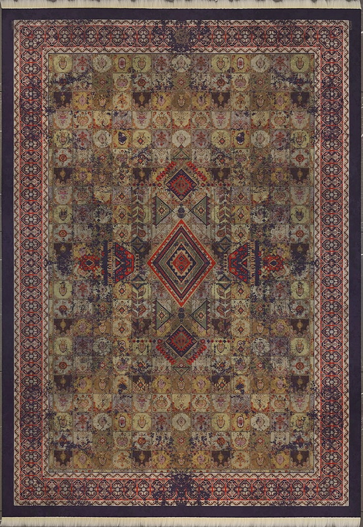 Винтидж Персийски килим Кафяв и черен цвят –