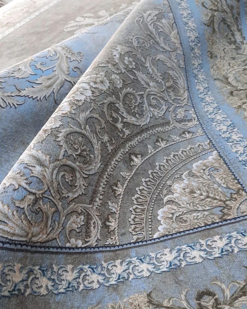 ретро килим Сини и сиви персийски килим-