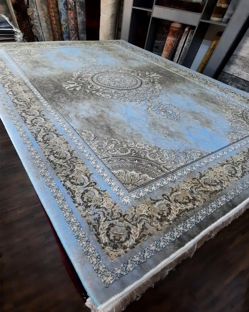 Vintage Carpet Blue and Grey Persian Carpet