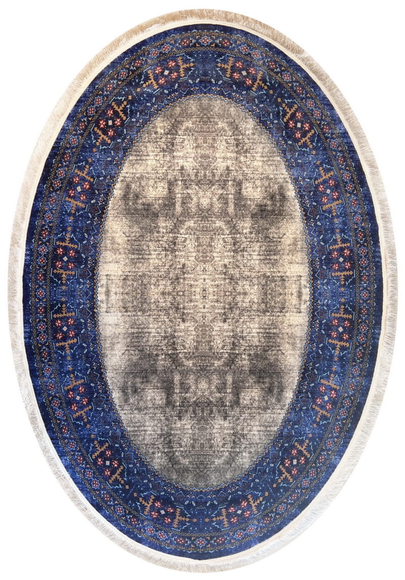 Овалният килим със син цвят - AF191O