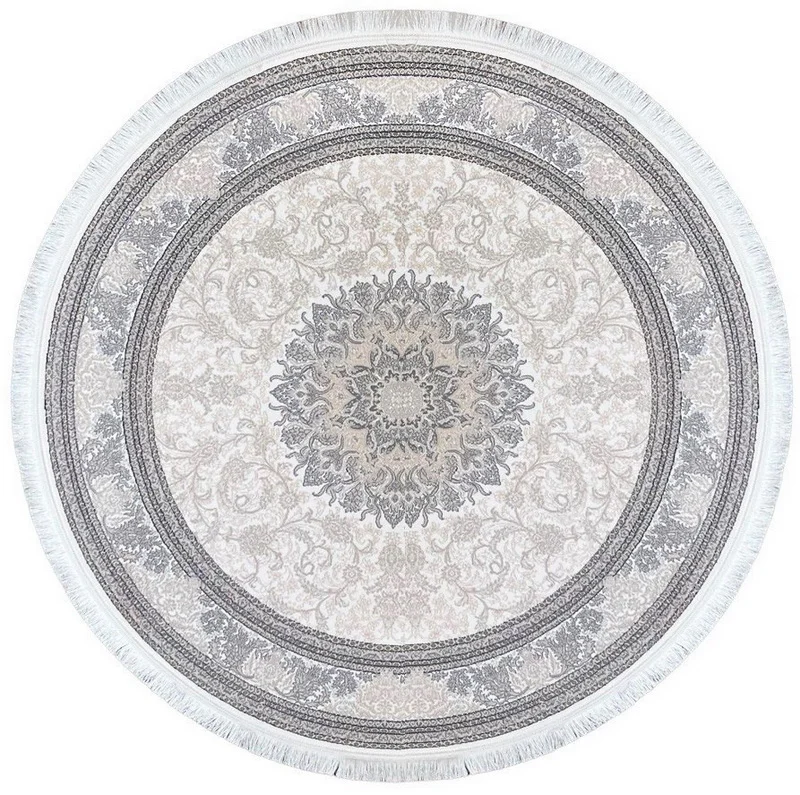 Сив кръгъл килим за хол 150/150 cm- Lena