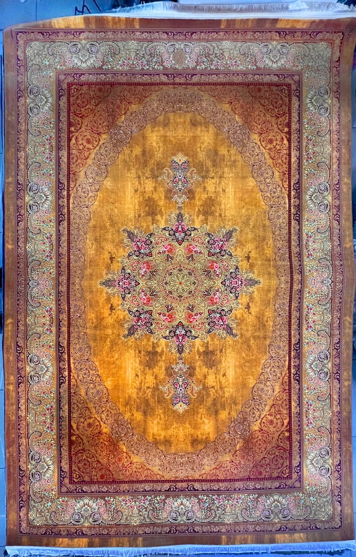 Yellow classic Persian carpet for living room X135 | Liana Gallery