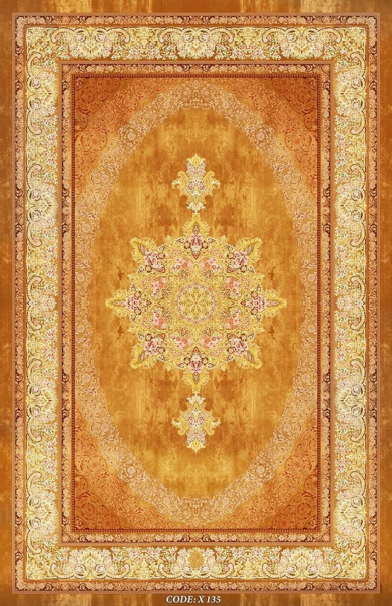 Yellow classic Persian carpet for living room X135 | Liana Gallery