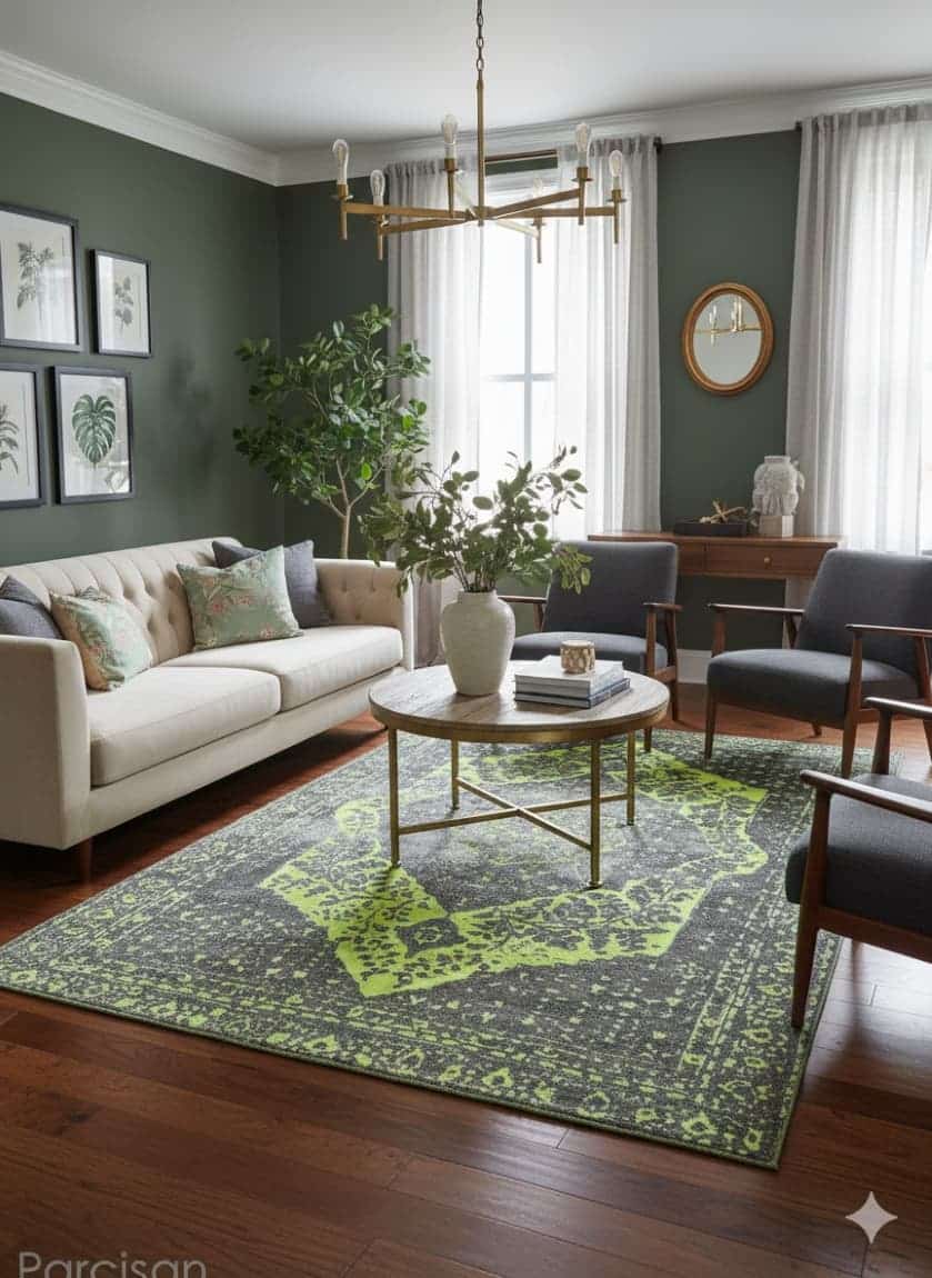 Homescapes Modern Chenille Rug Grey Mustard Yellow 90 x 150 cm Circles